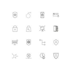 Internet security linear thin icons set outlined vector