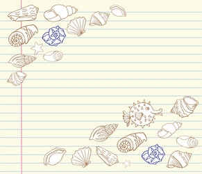 notebook design set with cockleshells vector