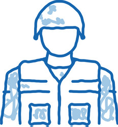 Hand drawing styles for Military items. Soldier doodle. Stock Vector