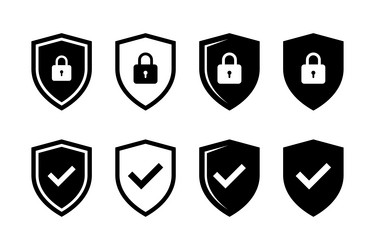 security shield symbol with check mark and padlock vector image