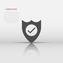 Shield with check mark icon in flat style protect vector