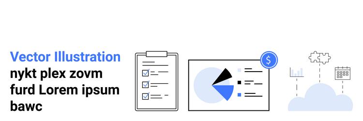 business analytics with checklist pie chart vector image