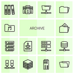 14 archive icons vector