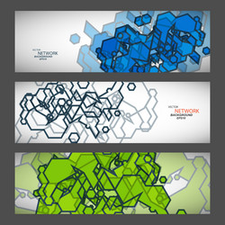 three banner with abstract colored shapes vector