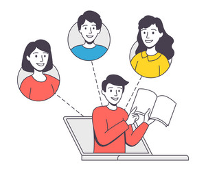 Online learning with man and woman student Vector Image