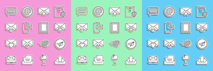 Set line upload inbox paper plane envelope vector