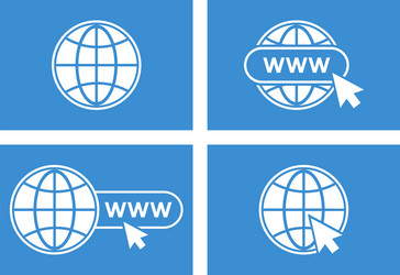 set website icons white globe with pointer vector image