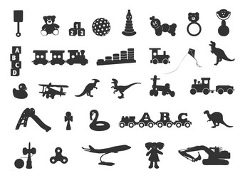 Child's Toy Silhouettes - Diverse Playthings Vector Image