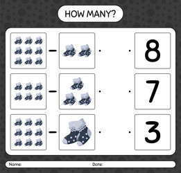 How many counting game with sock worksheet vector