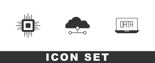 set processor cpu network cloud connection vector image