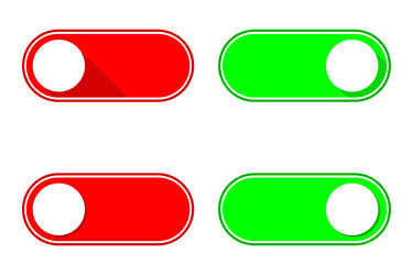 set of green on and red off toggle switch buttons vector image