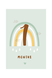 1 months baby card milestone vector