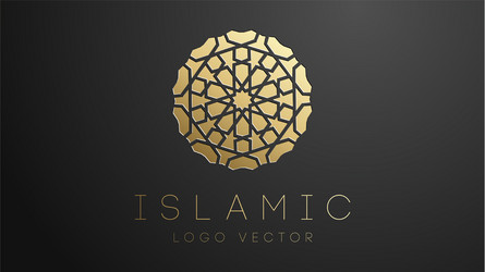 3d gold islamic logo geometric ornament Vector Image