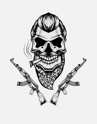gangster skull with ak 47