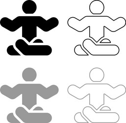 Man in yoga pose icon outline set black grey vector