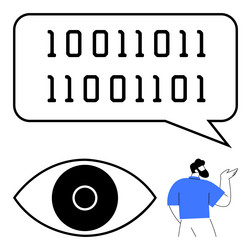 binary code in speech bubble with eye symbol vector image