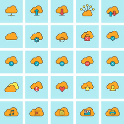 cloud computing icon set in flat design style vector image