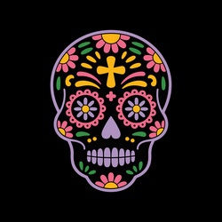 colorful sugar skull day of the dead floral Vector Image