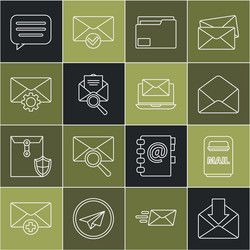 set line envelope mail box document folder vector image