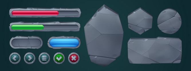 stone rock ui game interface button cartoon vector image