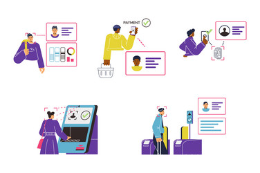 Biometric authentication for bank access flat vector