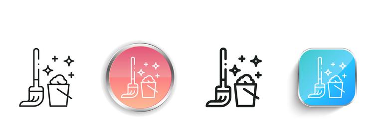 cleaning mop icon thin linear regular and button vector image