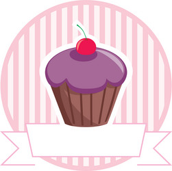 cupcake on stripes background shop icon isolated vector