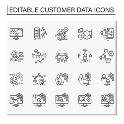 customer data platform line icons set vector image