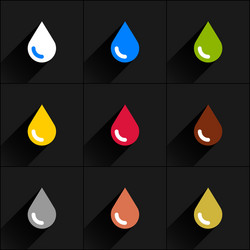 drop icon set in simple flat style vector image