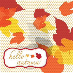 hello autumn square with dot pattern vector