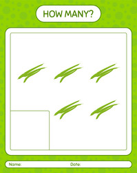 how many counting game with green bean worksheet vector image
