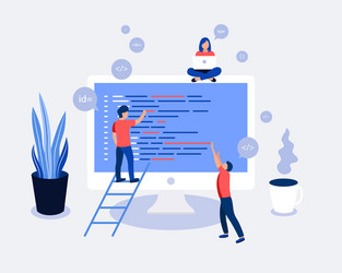 Programmers Fixing Code Errors vector image