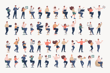 Set of happy people demonstrating the joy work vector