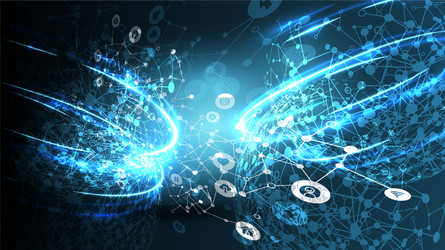 blue abstract network background with globe vector image