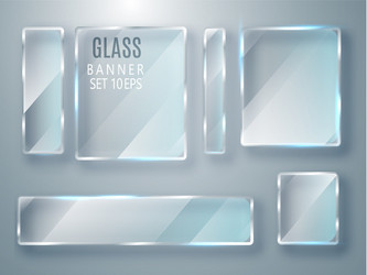 Glass transparent banners set plates vector