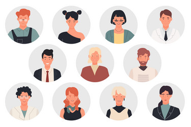 people profile avatars different professions vector