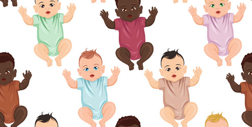 seamless pattern with babies of different vector image