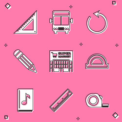 set triangular ruler bus refresh pencil vector image