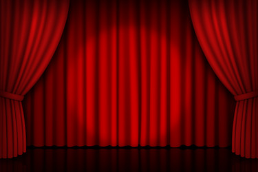 theatre stage with red curtains tie back Vector Image