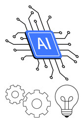 artificial intelligence concept with microchip vector image