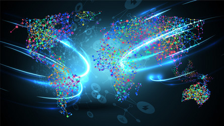 blue abstract network background with globe vector image