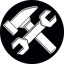 detailed of hammer and wrench crossed work Vector Image