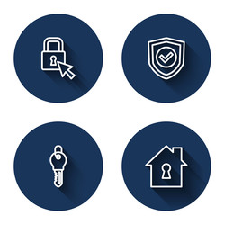 set line lock shield with check mark key vector image