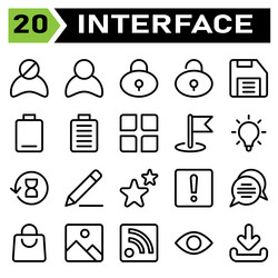 User interface icon set include block avatar vector