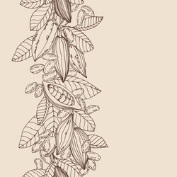 Vertical seamless pattern cocoa tree elements vector