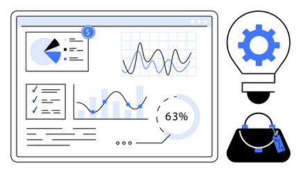 digital dashboard with financial analytics vector image