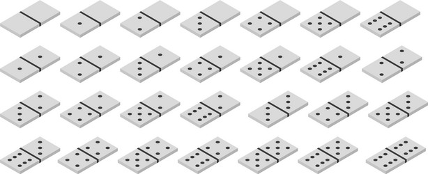 domino game set in flat style isometry vector image