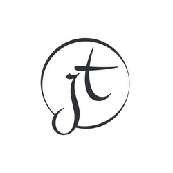 JT Initial Logo Template - Monogram Style Vector Image