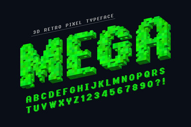 pixel font design stylized like in 8-bit vector image