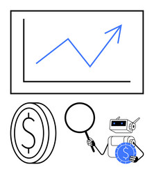 robot analyzing financial growth with graph vector image